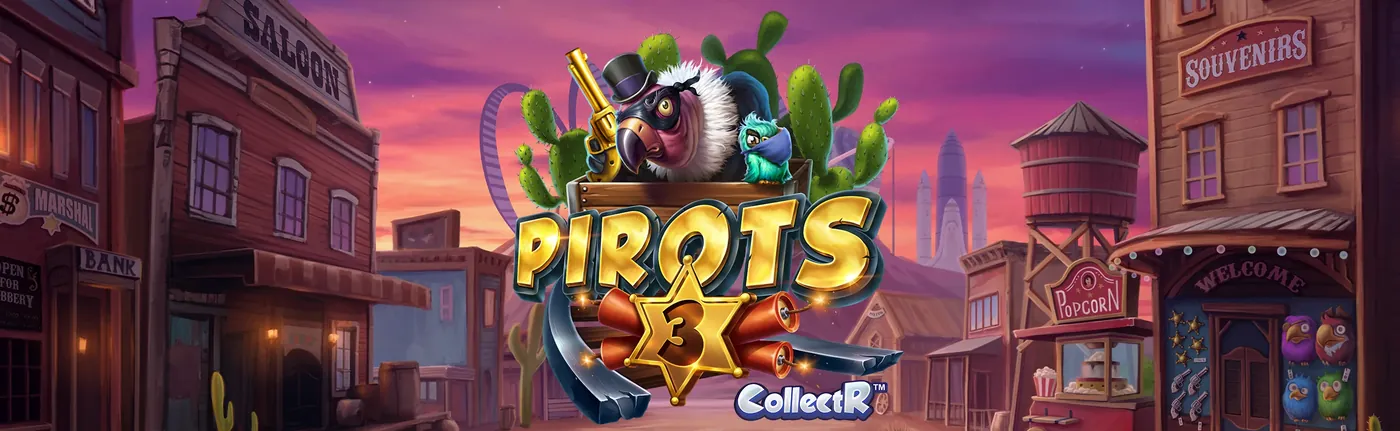 Pirots 3 Werbebanner im Wild-West-Thema