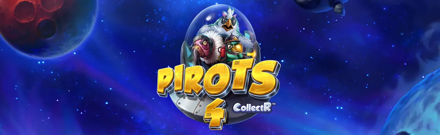 Pirots 4 Werbebanner mit Weltraumthema