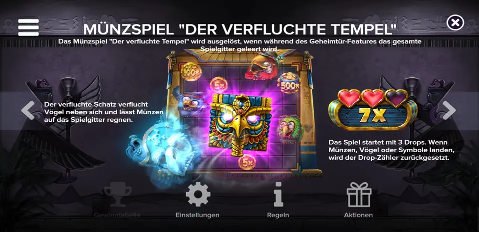 Die Geheimtür-Funktion dreht das Spielfeld und startet das Münzspiel in Pirots 5