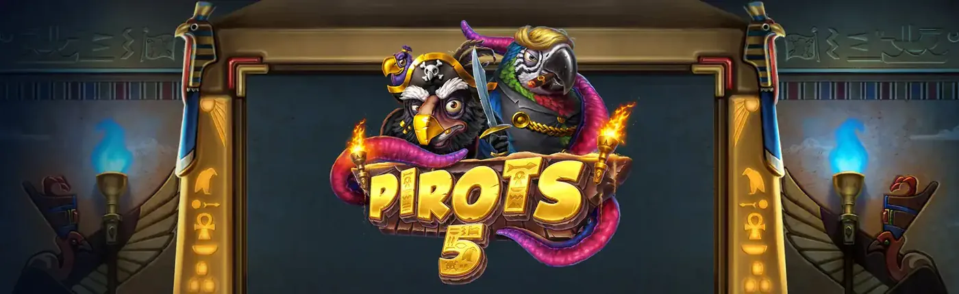 Pirots 5 Werbebanner mit ägyptischem Tempelmotiv