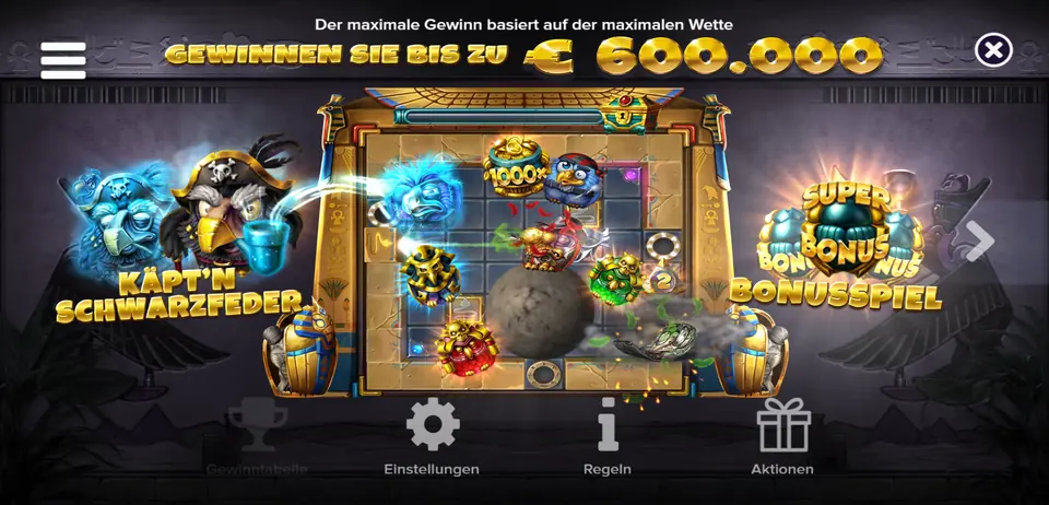Infobildschirm zur Symbolsammlung und zu den Upgrades in Pirots 5
