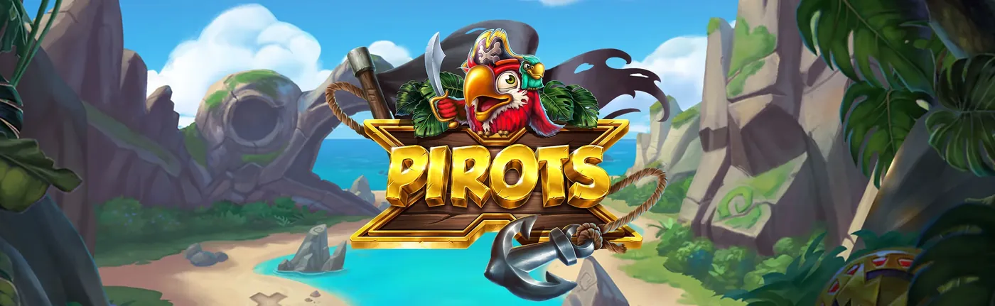 Pirots X Promotion-Banner mit Piratenthema